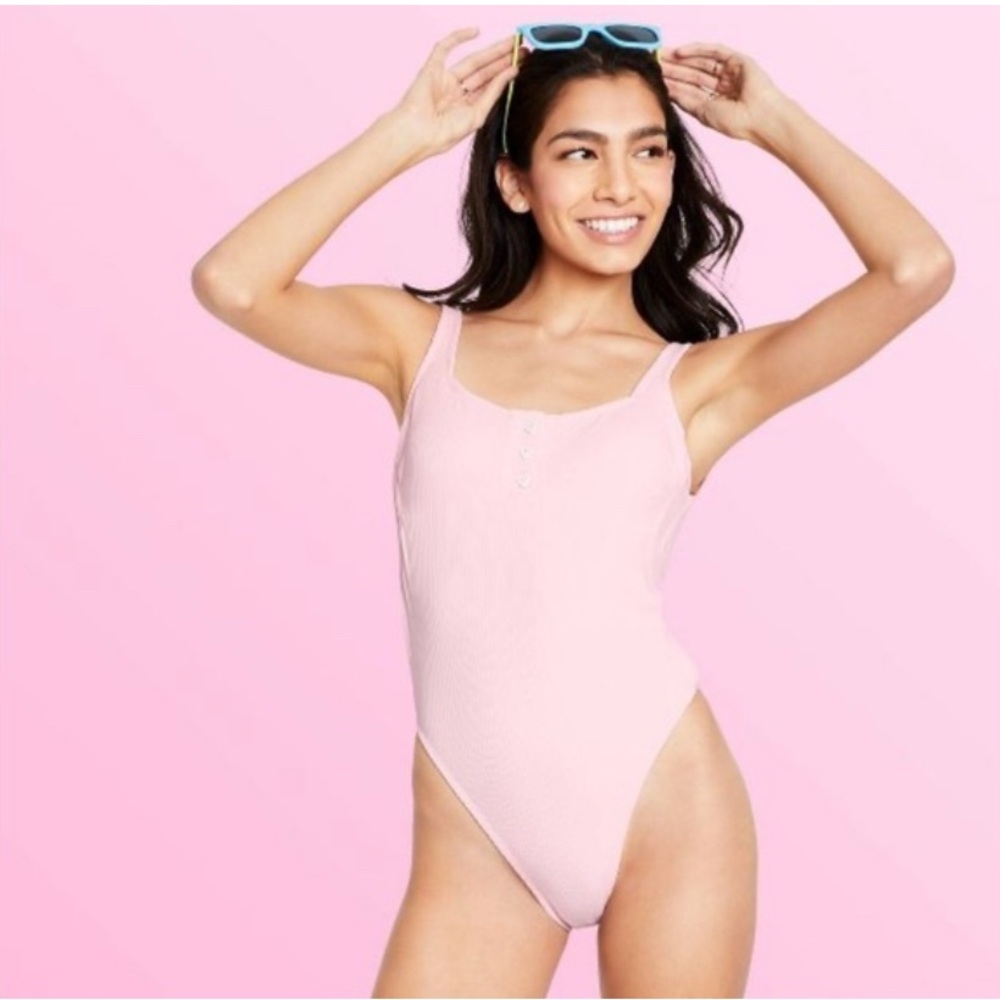 NWT Stoney Cloverlane x Target Pink Ribbed One-Piece Swimsuit
